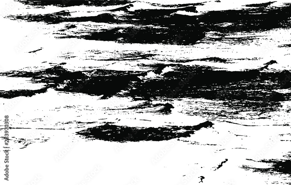 Naklejka premium Monochrome curved lines and brush strokes Texture. Abstract distressed vector illustration. Overlay over any design to create interesting effect and depth. Black isolated on white. EPS10