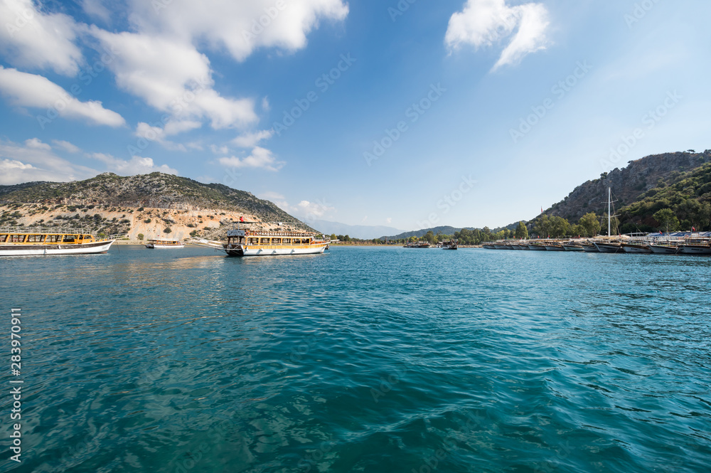 The port on coast of Mediterranean sea