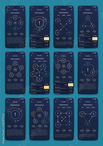 Different UI, UX, GUI screens and flat web icons for mobile apps