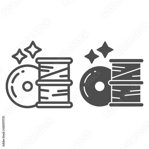 Filament for 3D printer line and glyph icon. 3d printer coils vector illustration isolated on white. Material for 3D printing outline style design, designed for web and app. Eps 10.