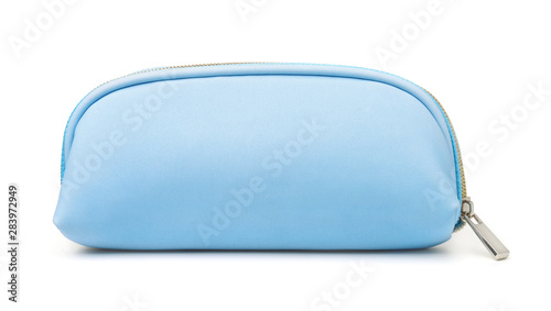Fotografia Front view of blue cosmetic bag