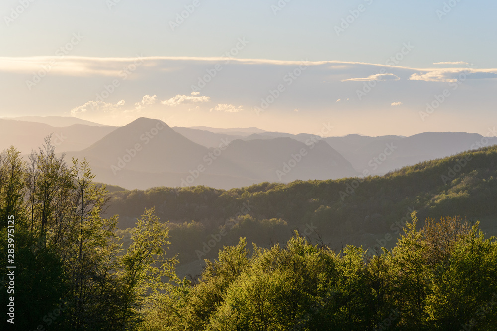 Apennines mountain landscape seen from the 