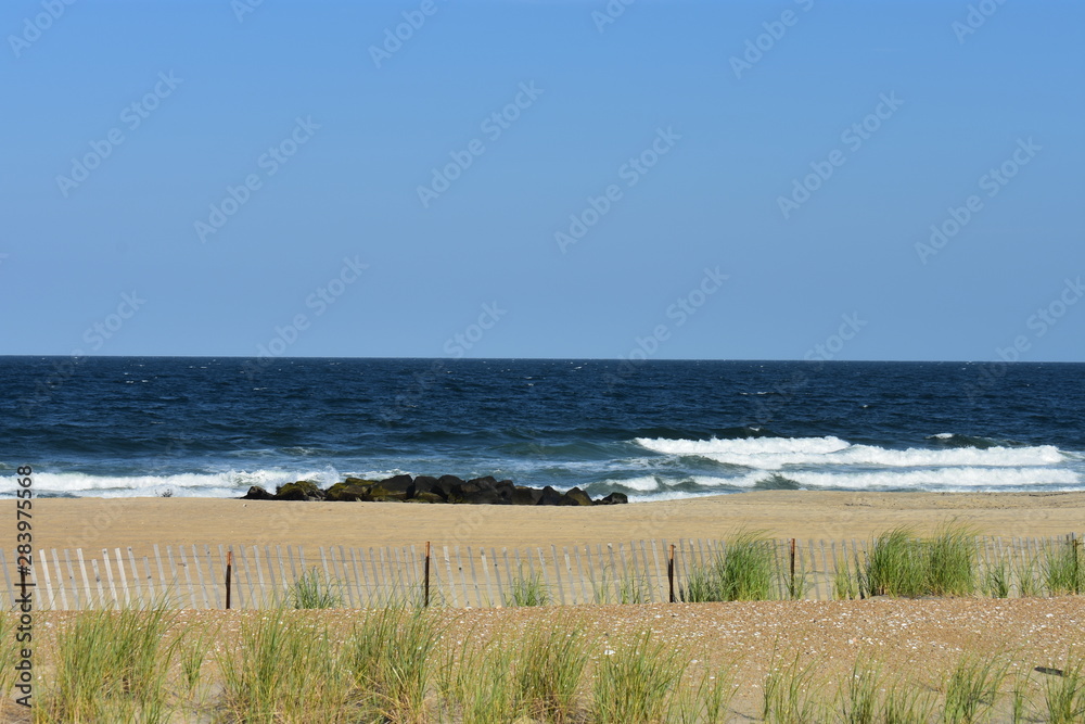 Ocean waves at Sea Girt, a New Jersey beach, on a sunny July day -09