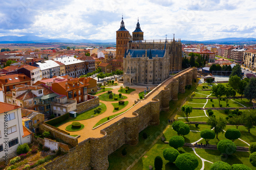 Aerial view of Astorga, Spain photo