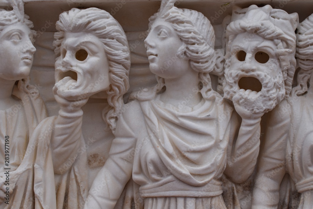 Obraz premium Roman Marble Sarcophagus Art Sculpture Apollo