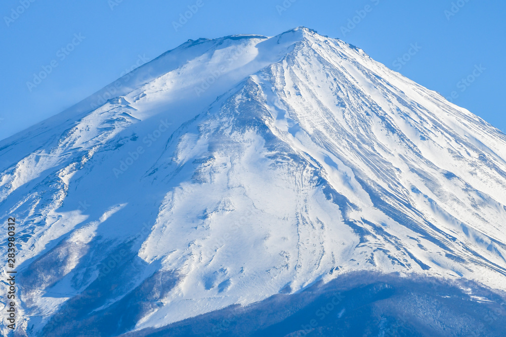 Close up volcano peak of mount fuji, Japan