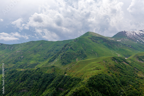 Mountains rocks landscape with cloudy dramatic sky