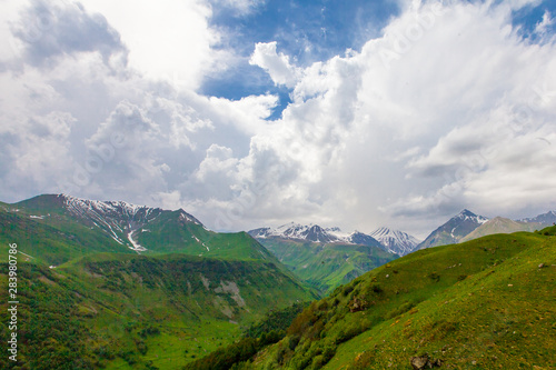 Mountains rocks landscape with cloudy dramatic sky photo