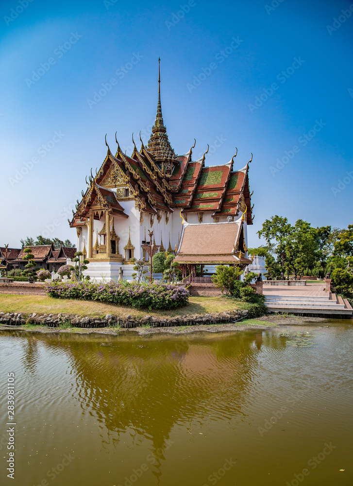 Temples in Ancient City Muang Boran in Bangkok Thailand