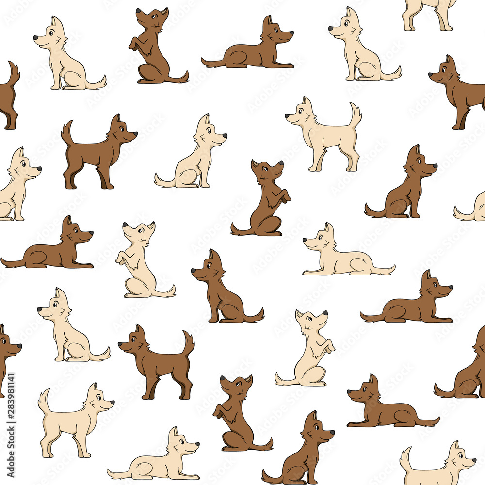 Seamless pattern with dogs on white background. Seamless pattern with dogs on white background.