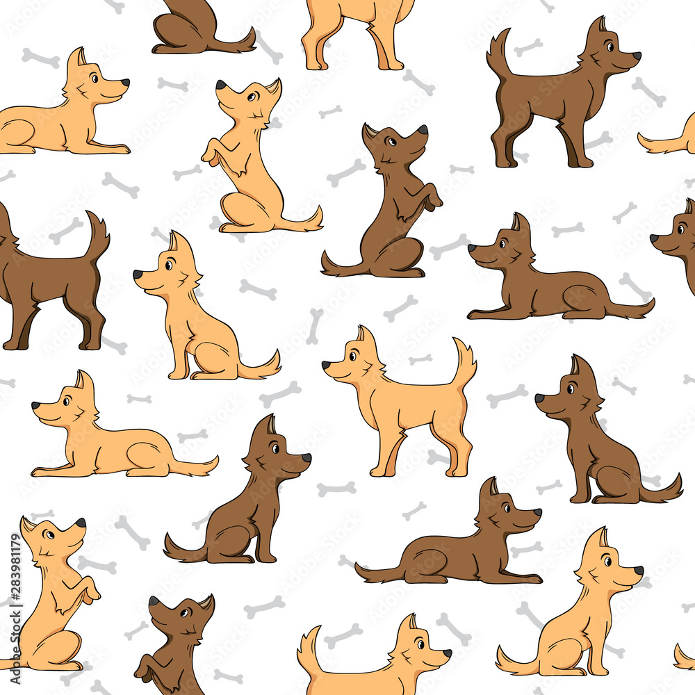 Obraz premium seamless pattern and dog bones on white background