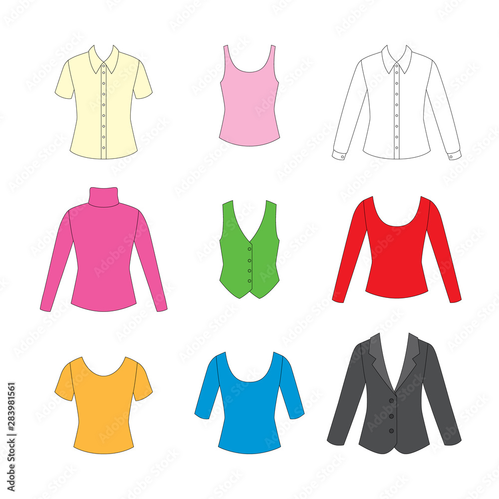 Fototapeta premium set of clothes for girls on white background