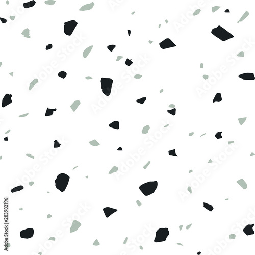 Terrazzo seamless pattern in monochrome hues