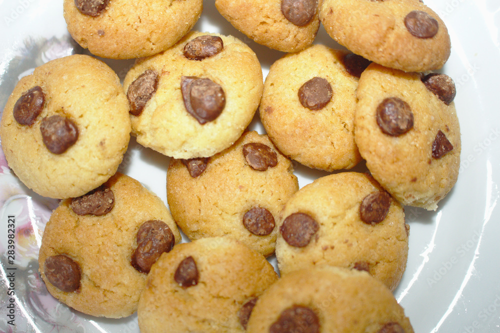 Detalhe de prato com cookies Detalhe de prato com cookies