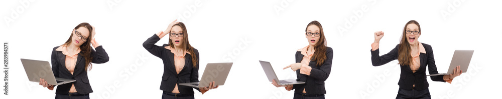 Working lady isolated on white