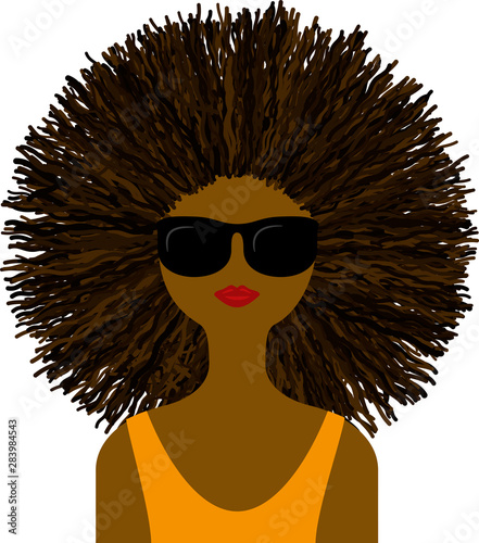 Beautiful woman in summer with sunglasses and blonde mane.