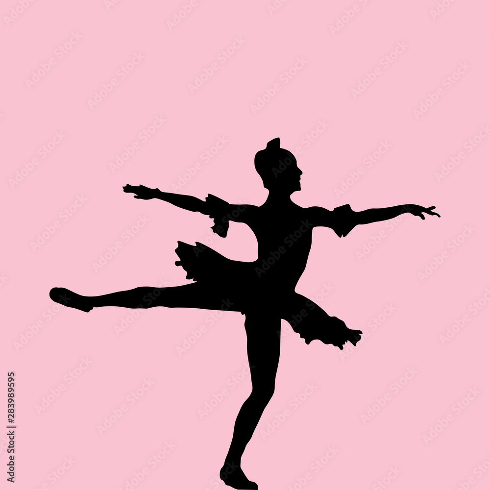 Ballerina silhouette isolated on white background. Vector Illustration