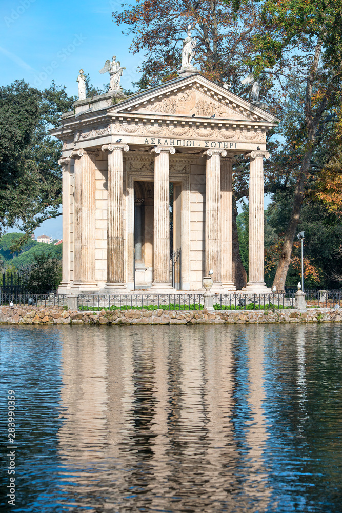 pond and Temple of Aesculapius, Borghese gardens, Rome pond and Temple of Aesculapius, Borghese gardens, Rome