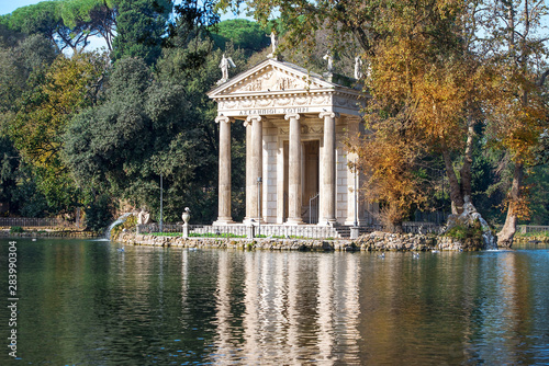 pond and Temple of Aesculapius, Borghese gardens, Rome