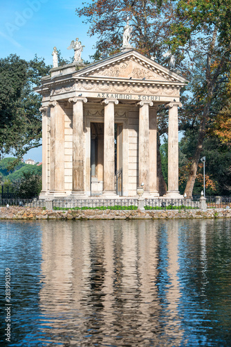 pond and Temple of Aesculapius, Borghese gardens, Rome