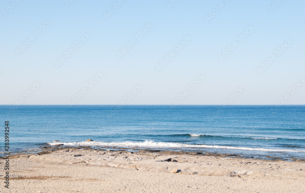 Alanya beach, beautiful place for rest, Sean and bright blue sky.  Turkey wonderful landscape.