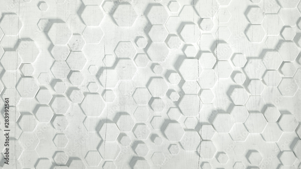 Fototapeta Geometry hexagon background. 3d illustration, 3d rendering.