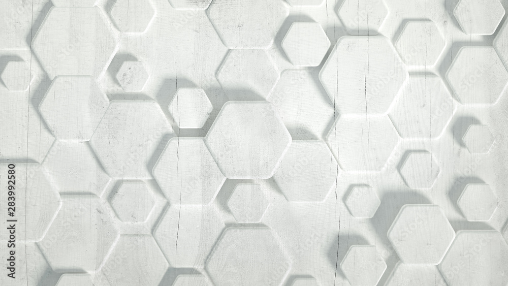 Fototapeta premium Geometry hexagon background. 3d illustration, 3d rendering.