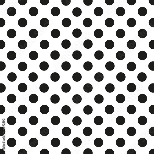 Seamless polka dot pattern. Black dots on white background. Vector illustration.