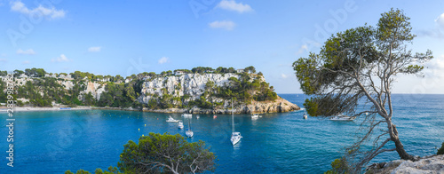 Panoramic view of Cala Galdana in Menorca
