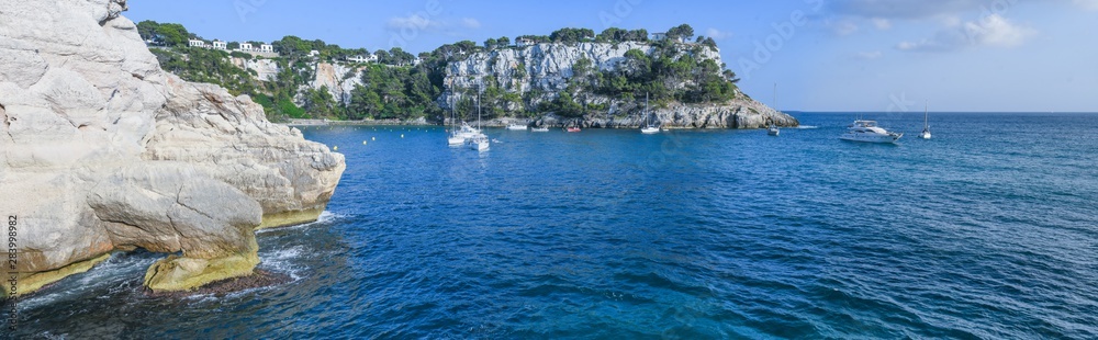 Panoramic view of Cala Galdana in Menorca