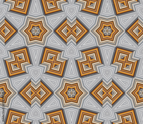 Abstract seamless pattern of many shapes. Vector kaleidoscope.