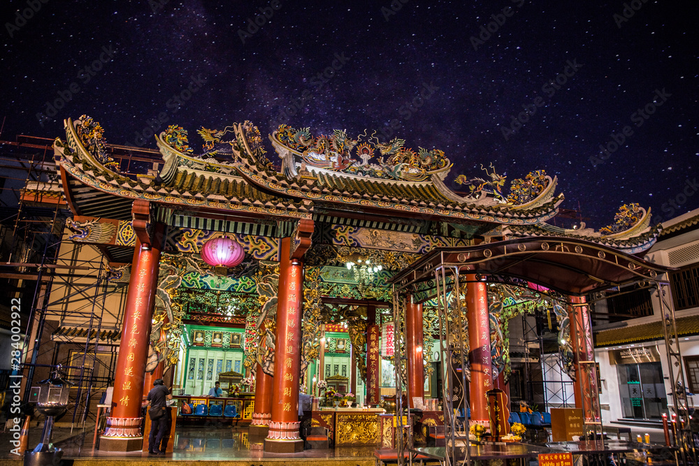 Chinese temple night views in Chinatown, Bangkok, Thailand
