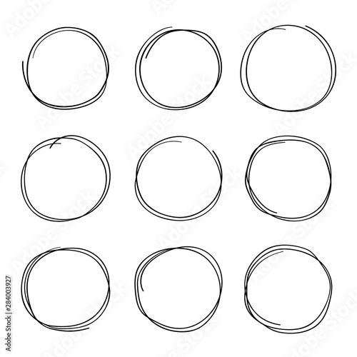 Hand drawn circles sketch frame super set. Rounds scribble line circles. Vector illustrations