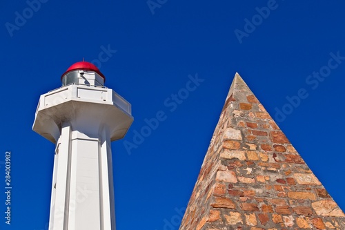 The Donkin Reserve lighthouse in Port Elizabeth, South Africa. This is a popular tourist attraction. photo