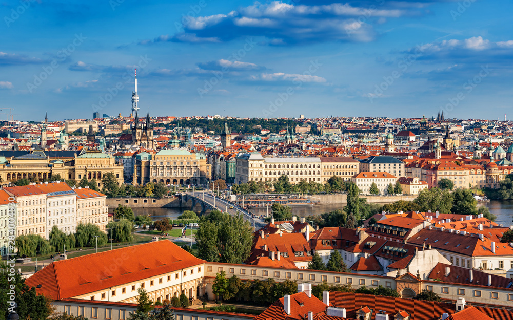 Panorama of the city of Prague, the capital of the Czech Republic.