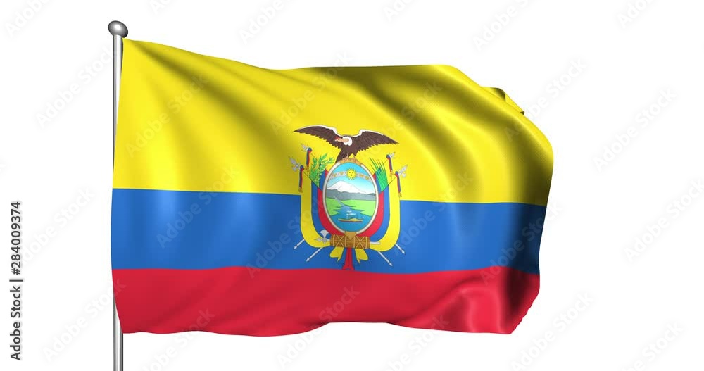 flag of Ecuador with fabric structure in the wind (alpha channel, loopable)