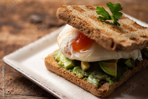 Fotografie Toast sandwich with fried egg