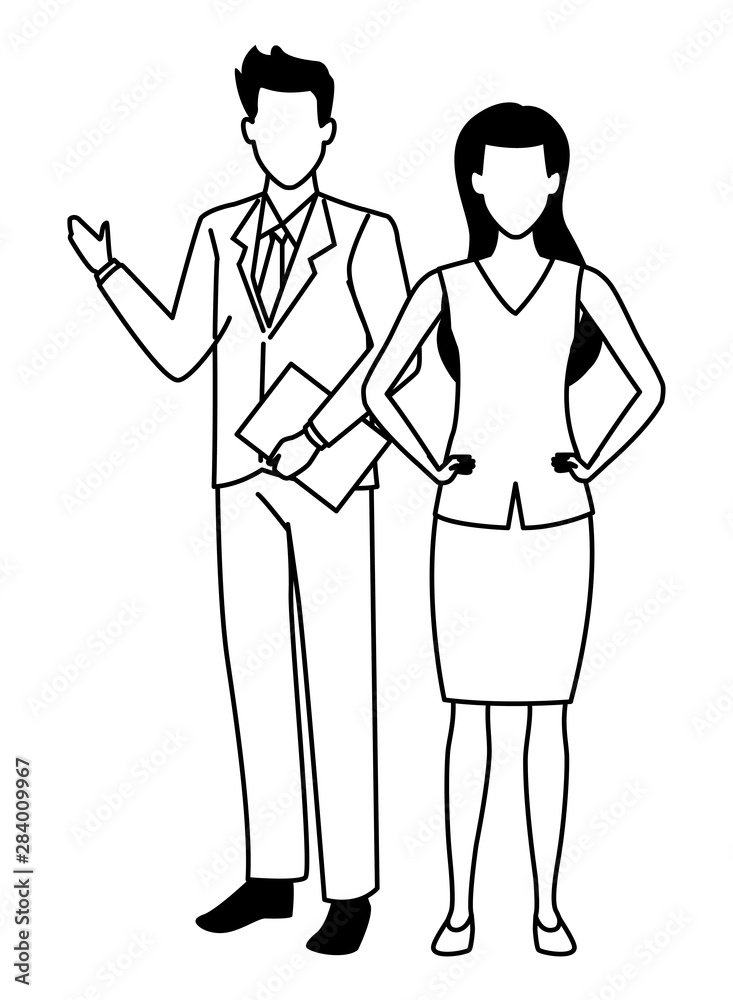 Executive business entrepreneur couple in black and white Executive business entrepreneur couple in black and white