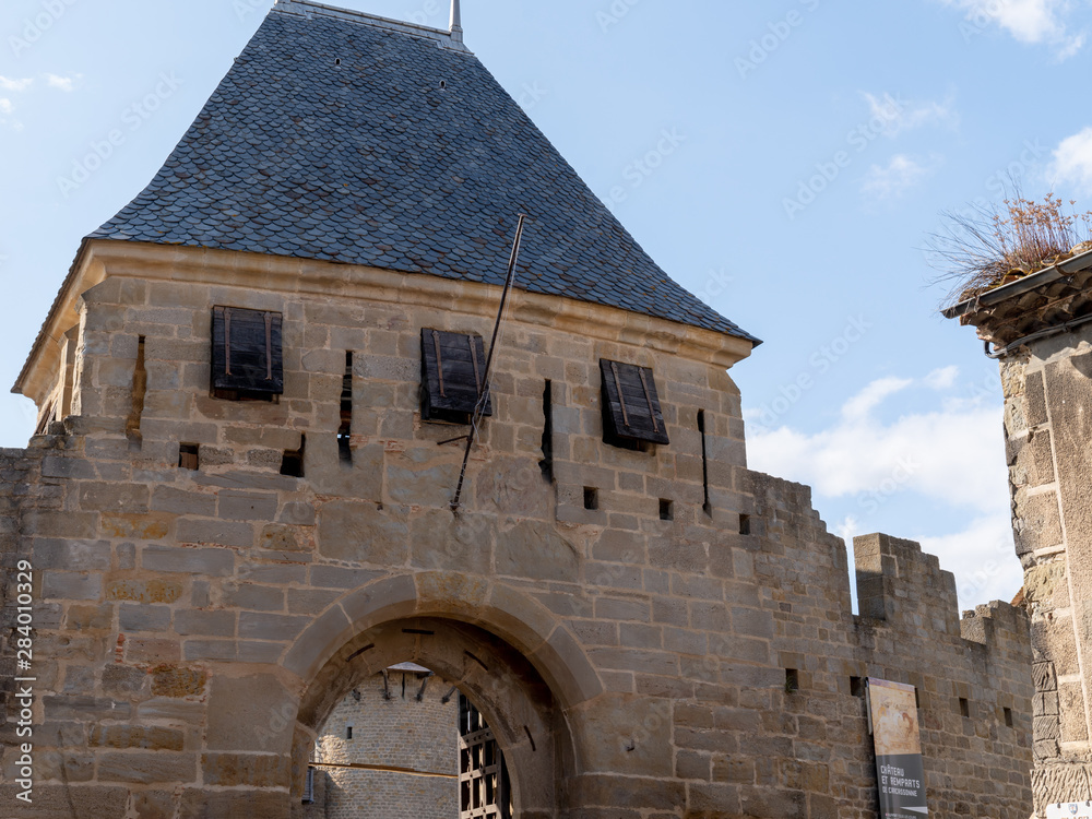 Carcassonne Medieval City door of castle
