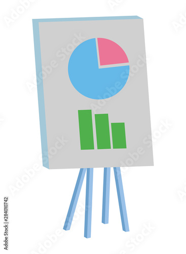 Business graph on whiteboard isometric