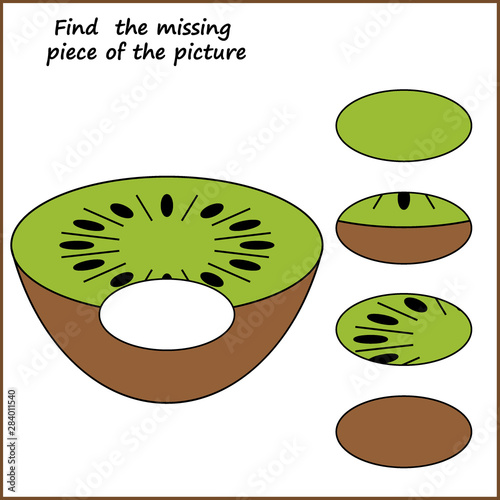 Visual logic puzzle: Find missing piece - Puzzle game for kids. Worksheet for Children. 