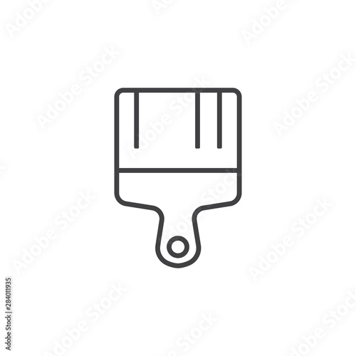 A thin linear paint - brush icon. A symbol of brushing and painting. A sign of a brush.