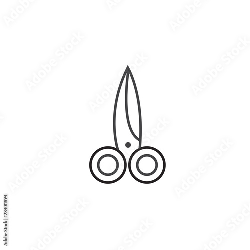Thin linear scissors icon vector. The symbol of scissors. Scissor cut symbol.