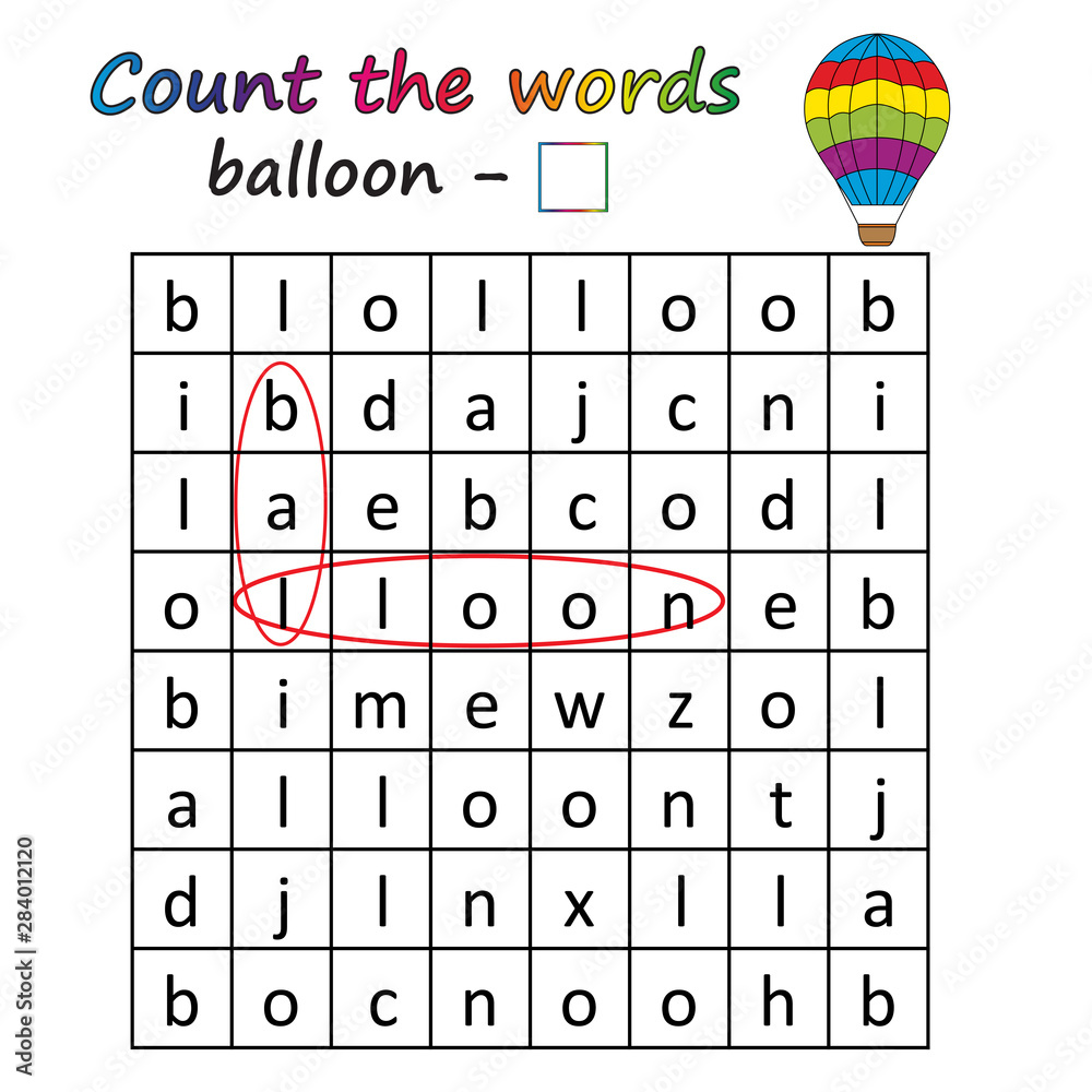 Worksheet. Game for kids - find and count the words. Visual Educational ...