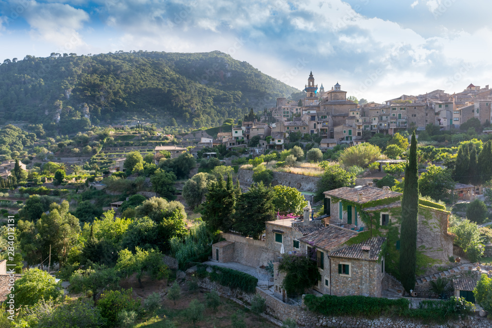 View of the buildings of the city of Valldemossa in Mallorca
