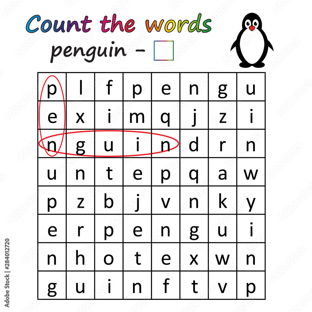 Worksheet. Game for kids - find and count the words. Visual Educational ...