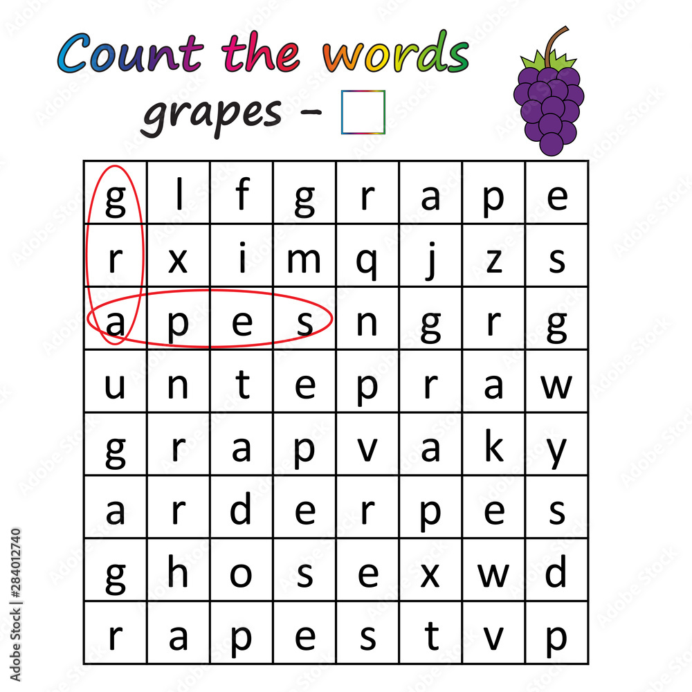 Worksheet. Game for kids - find and count the words. Visual Educational ...