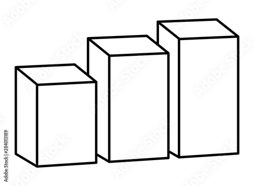 Isometric statistics bars graphic symbol in black and white
