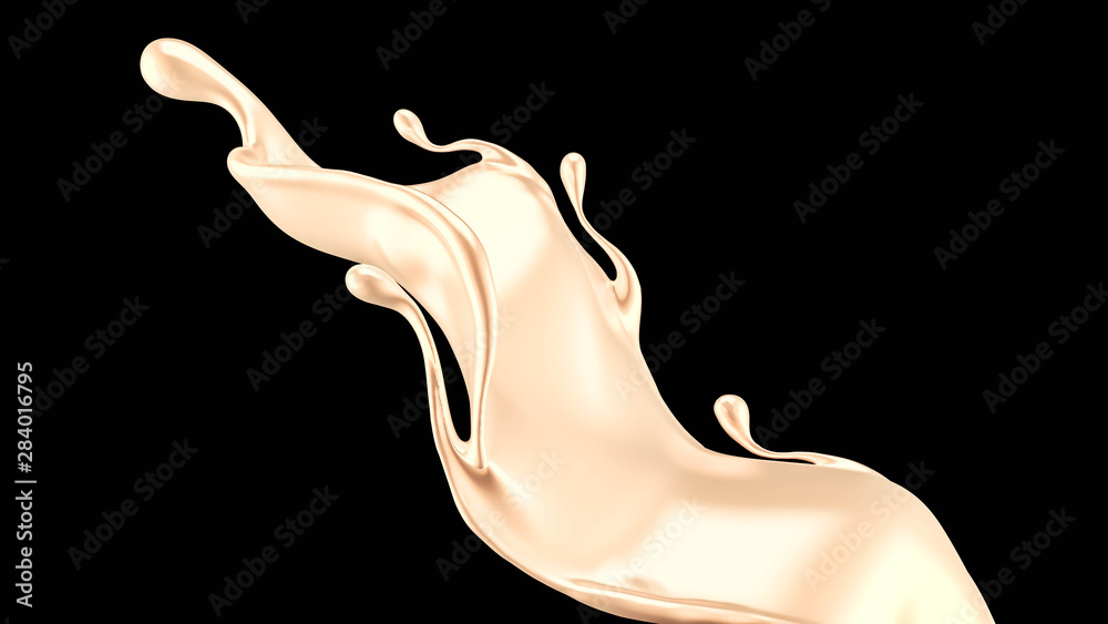 Elegant, luxury splash of gold liquid. 3d illustration, 3d rendering.