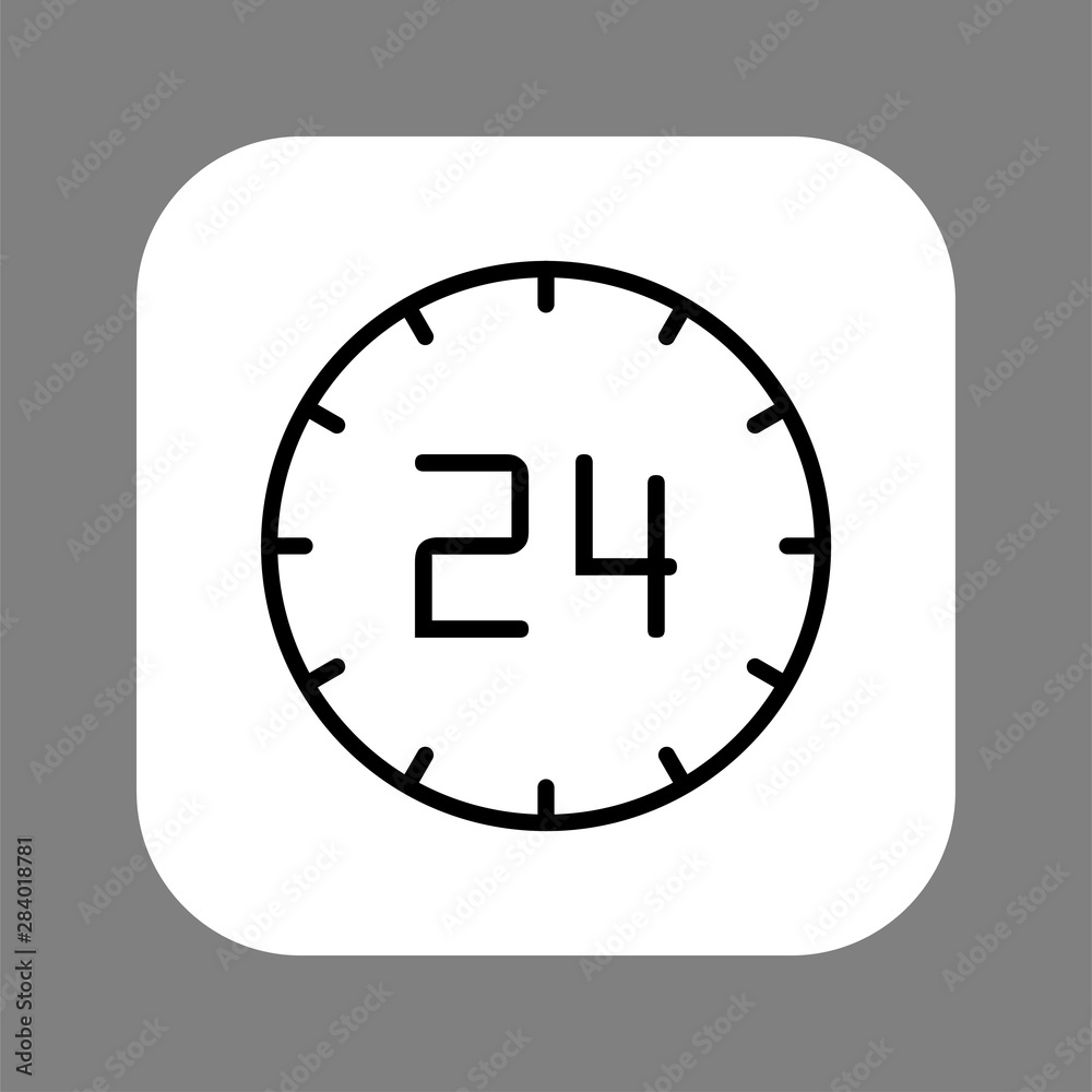 Clock line icon isolated on grey background. Black and white simple watches. Time concept. Vector illustration Clock line icon isolated on grey background. Black and white simple watches. Time concept. Vector illustration